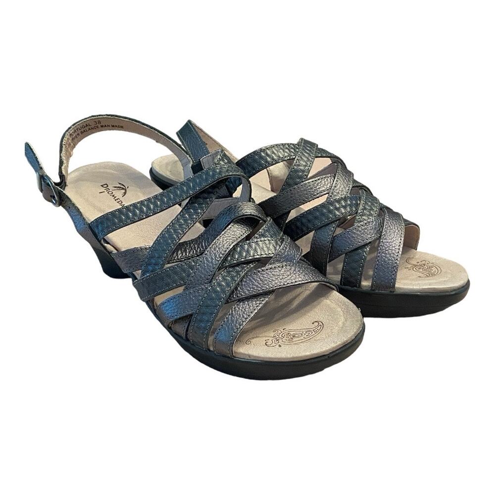 Dromedaris Leather Strappy Wedge Sandals Casual Granola Preppy Comfort Fall 8